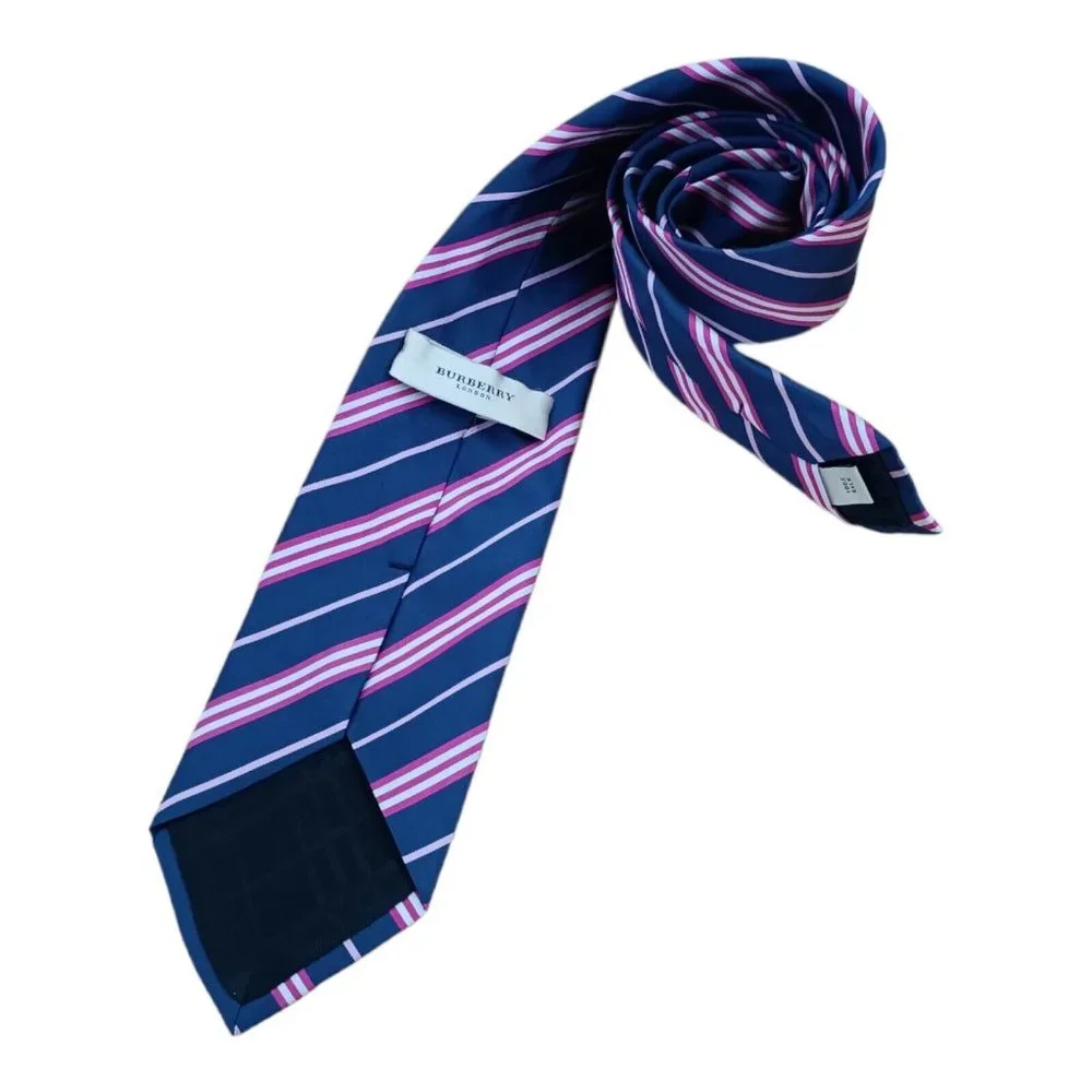 BURBERRY Blue Striped Silk Tie ITALY 60